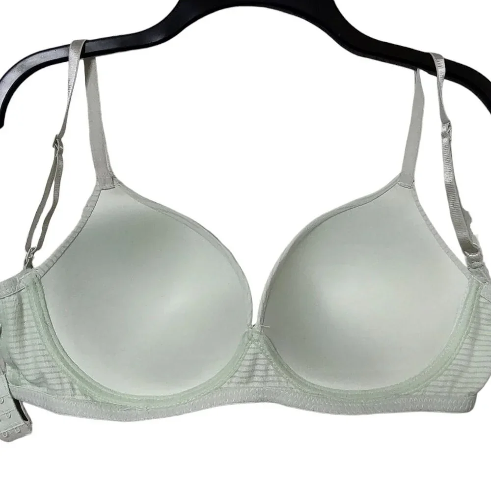 36C Rene Rofe Pure Beauty Bra Wireless Soft Cup Lt. Green Striped - Picture 5 of 6